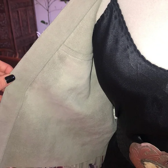 Suede Fringe Jacket. Dove grey S - Picture 6 of 10